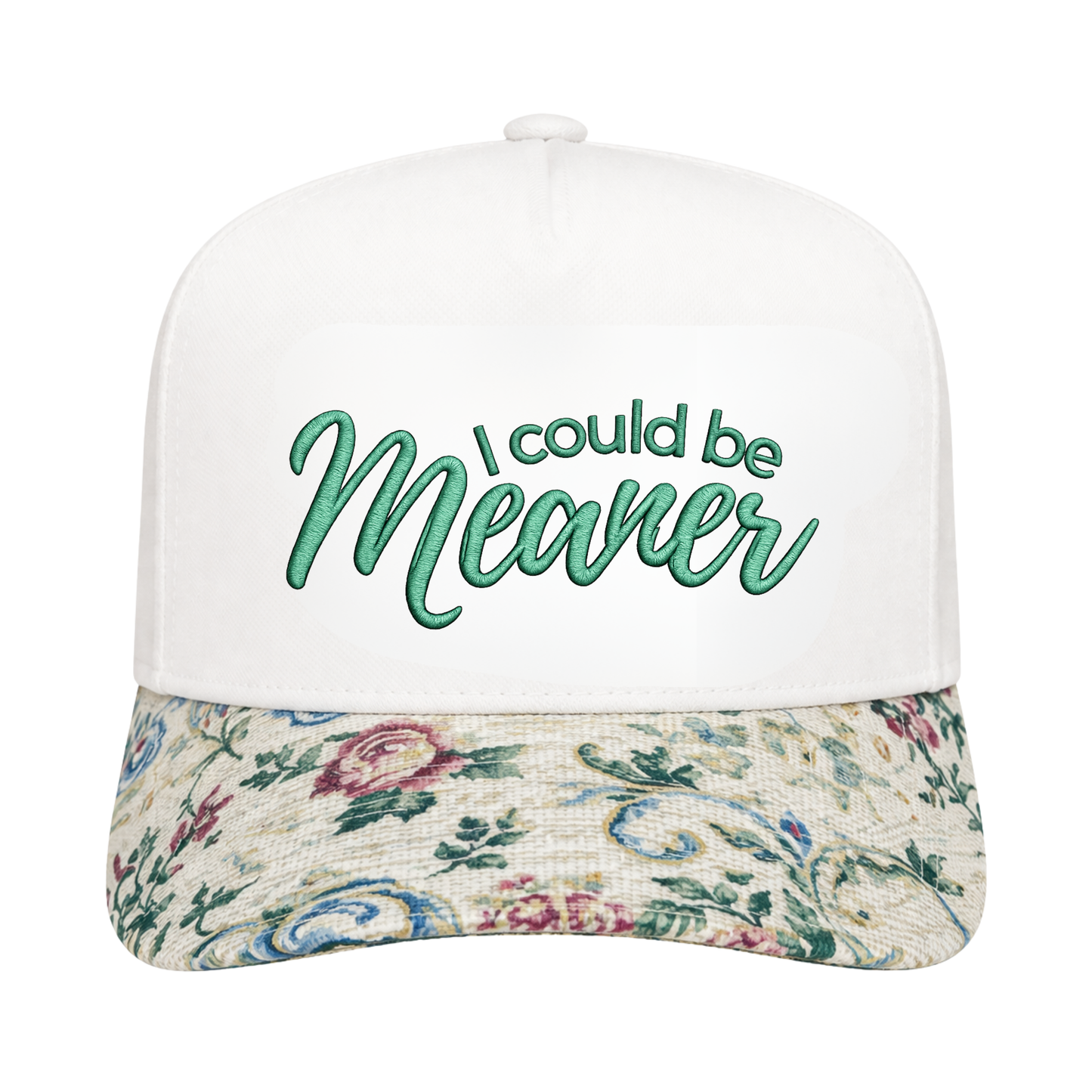 I COULD BE MEANER FLORAL BRIM TRUCKER HAT
