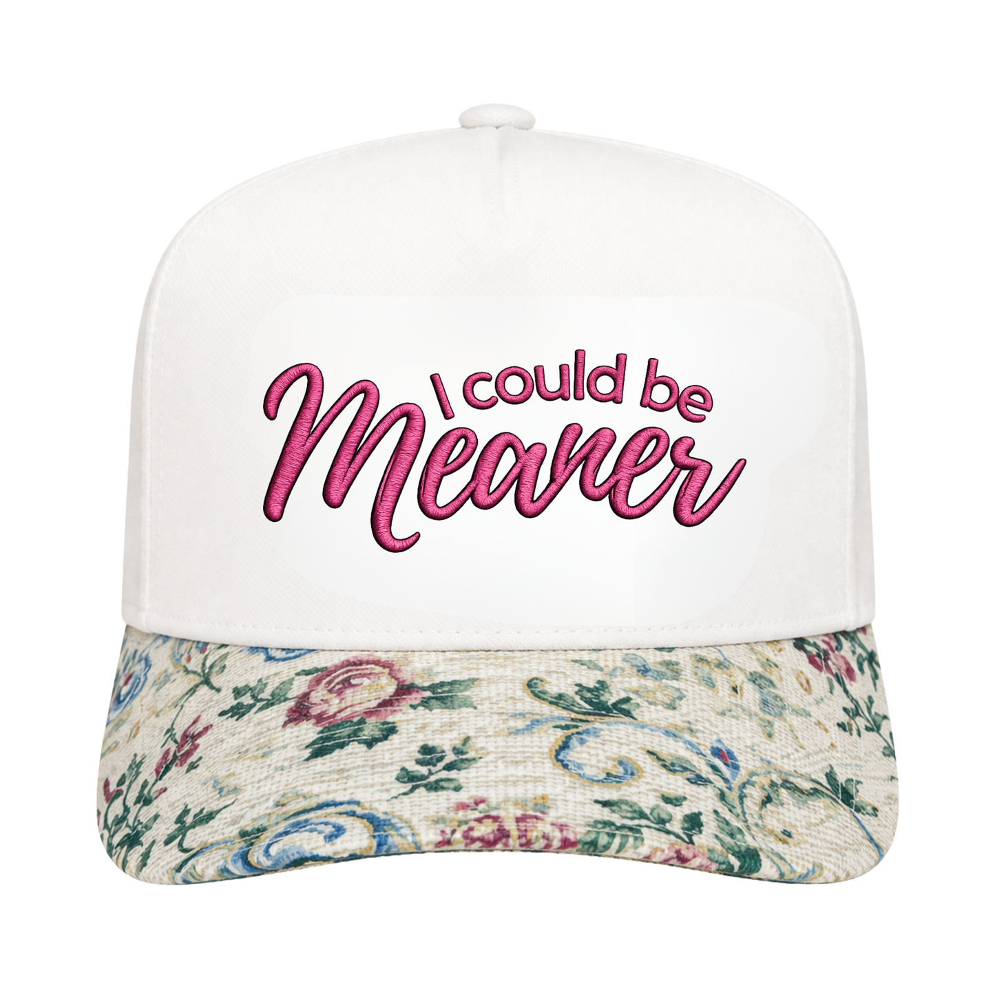 I COULD BE MEANER FLORAL BRIM TRUCKER HAT