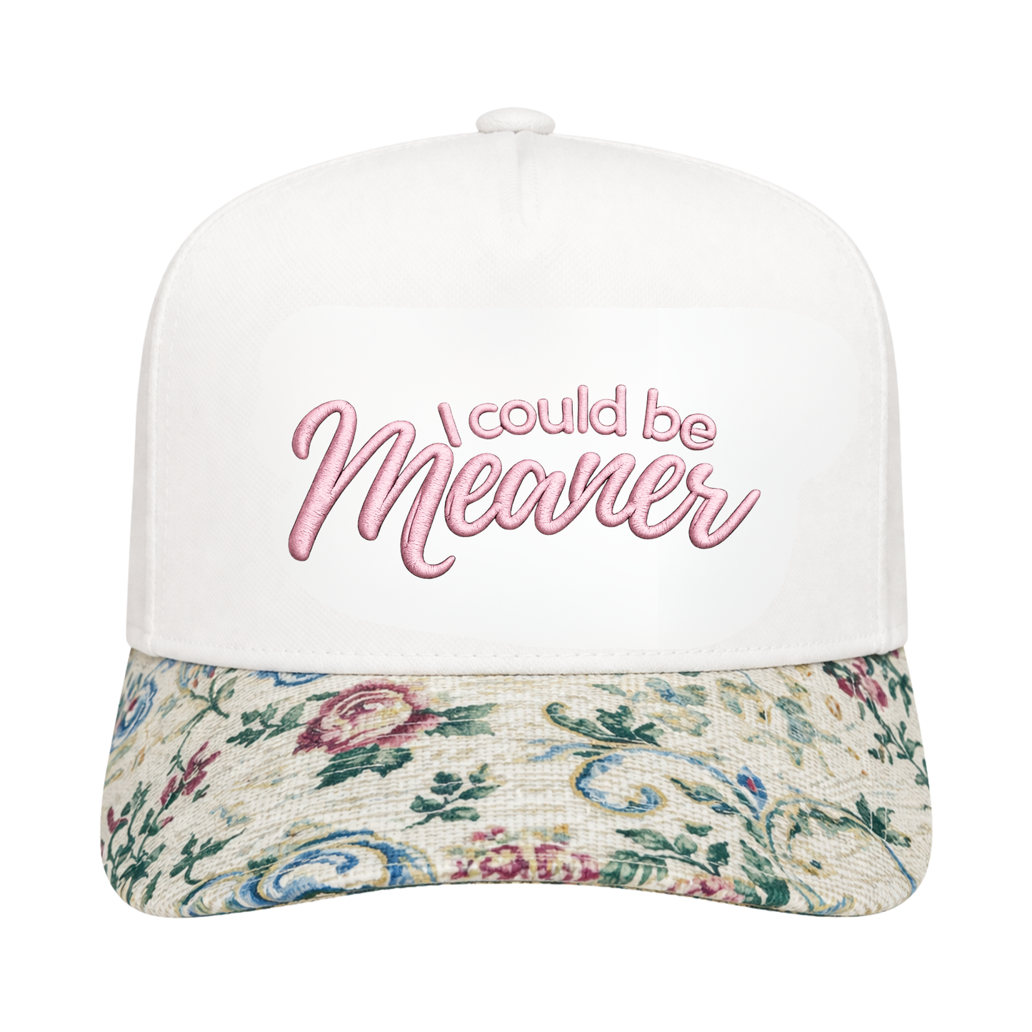 I COULD BE MEANER FLORAL BRIM TRUCKER HAT